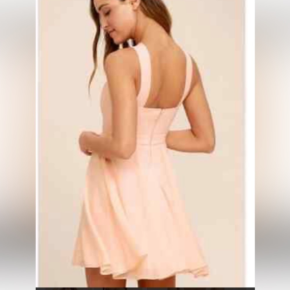 Lulu’s Forevermore Skater Lined Dress-Peach